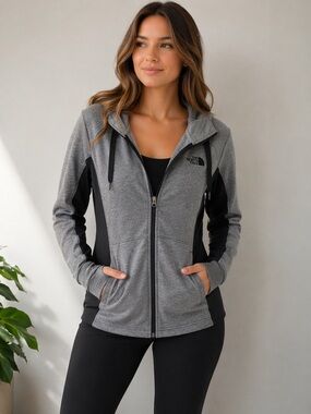 The North Face Gray Black Full Zip Hoodie Jacket | Women’s Medium